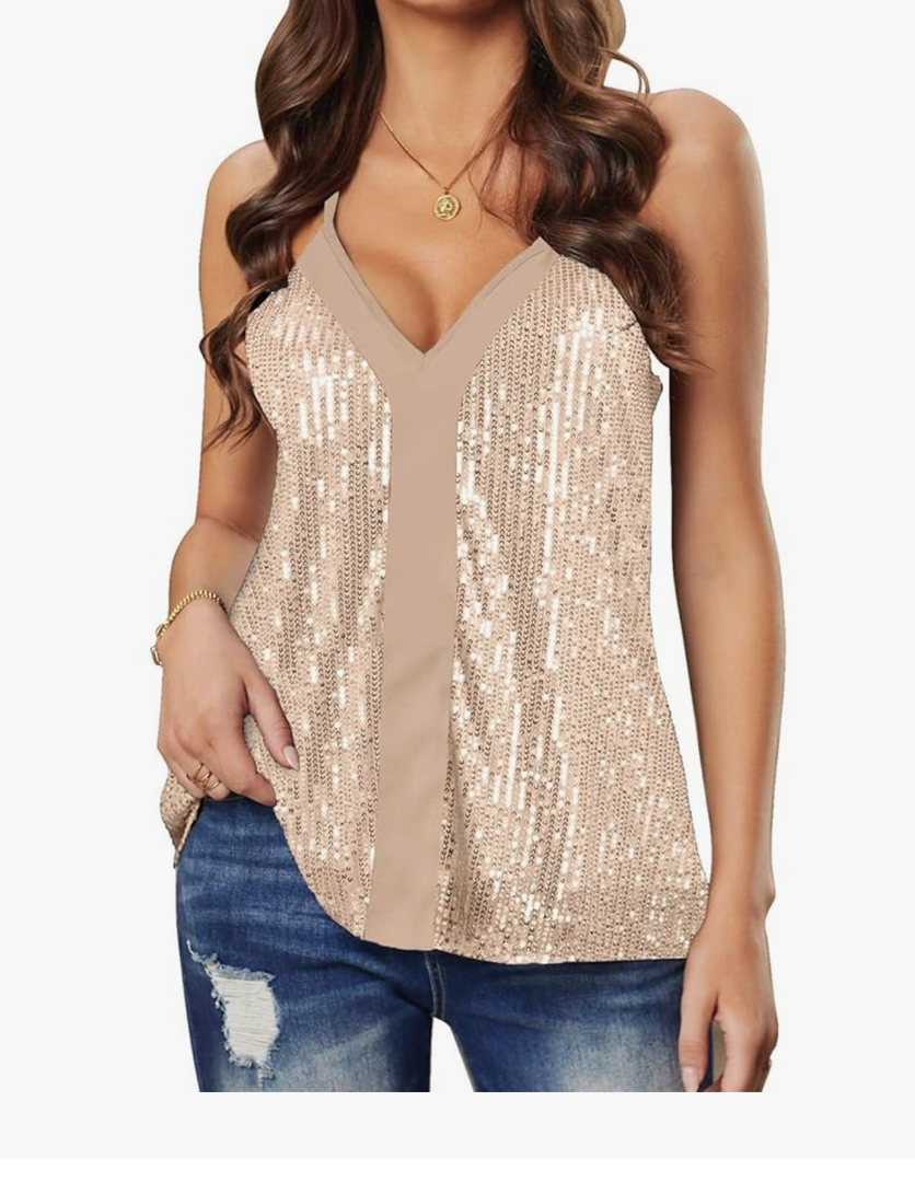 lime flare Women Sexy Sparkle All Over Sequin Cami Tank Tops, 2XL