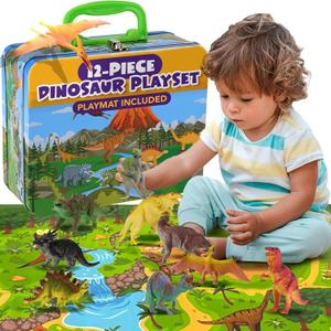 Beyond Innoventions Dinosaur Toys for Kids 2-4 | Value Pack of 12 Realistic Dino Toys, Play Mat & Storage Box Included | Non-Toxic & BPA Free | Plastic Dinosaur Toys for Kids 3-5 - Toy Dinosaurs