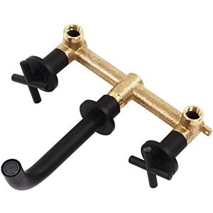 NDNCZDHC G1/2 Wall Mounted Bathtub Faucet 2 Handles Copper Sink Faucet 8.5in Hot and Cold Mixing Valve 360 Degree Rotation Vanity Faucet