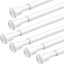 Tension Curtain Rod Spring Tension White 28-46Inch adjustable Curtain Rod 6PCS small Tension Rod of Small Window Cupboard Kitchen Closet