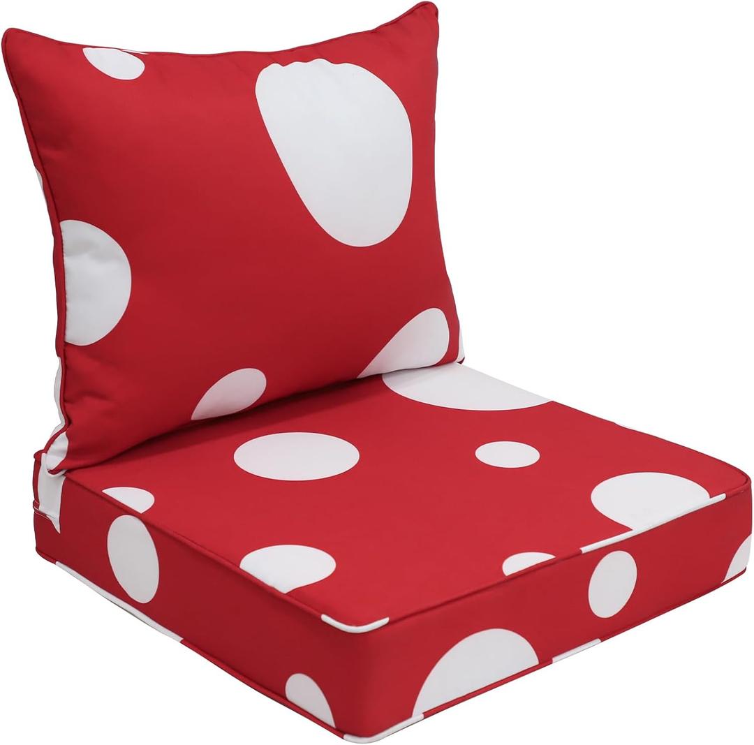 EAGLE PEAK Outdoor Deep Seat Patio Seat Cushion Set, 25 x 25 x 5 inch, 2-Piece Back Chair Cushion, Set of 1, Red Mushroom