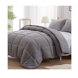 NexHome Queen Comforter Set 3 Pieces Grey Soft Luxury Cationic Dyeing Comforter for All Season, Lightweight Breathable Fluffy Gray Bedding Sets with 1 Comforter and 2 Pillow Shams Queen