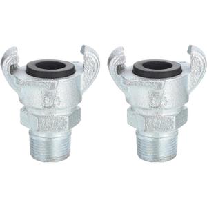 uxcell Iron Air Hose Fitting, 2Pcs 3/4" NPT Male 2 Lug Chicago Fitting Straight Through for Pipe Connections, Silver Tone (0.75 Inch)