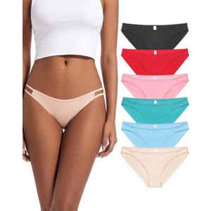 Jo & Bette String Bikini Underwear for Women - Bikini Panties - Cotton Underwear Tango Hipster Soft Sexy 6 Pack (Solids)