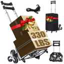 Stair Climbing Cart, 330LB Capacity Collapsible Stair Climbing Dolly,Cart for Stairs with Bungee Cord and Swivel Wheels 50L Shopping Bag,Hand Trucks for Moving Shopping, Office Use