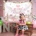 3 x 7x5ft My First Rodeo Backdrop for Gril Pink Cowgirl 1st Birthday Background, Western Cowboy Theme Girl Birthday Party Decoration, Rodeo Photo Booth Backdrop