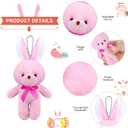 Fovths 24 Pieces 6 Inch Easter Colored Stuffed Rabbit Plush Bunny with Keychain Soft Small Bunny Toys Rabbit Doll Easter Party Decorations