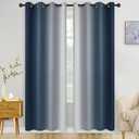 COSVIYA Curtains & Drapes Ombre Navy Blue Curtains 84 inch Long 2 Panels Set, Grommet Room Darkening Light Blocking Insulated Thermal Gradient Window Panels for Bedroom/Living Room,52x84 inches (Navy Blue to Grayish White)