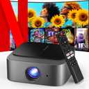 [2025 Netflix-Official | 386+ Built-in Apps] DBPOWER E2 Smart Projector with WiFi and Bluetooth, Mini Projector 4K Support with Netflix, Youtube, Disney+, Hulu, Max, Crunchyroll w Portable Case (Grey)