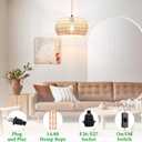 Plug in Pendant Light Rattan Hanging Lamp Pendant Light with on/Off Switch Rattan Woven Shade Hanging Lamp Plug in for Living Room Bedroom Farmhouse