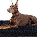 Washable Dog Bed Mat Soft Dog Crate Pad Fluffy Pet Kennel Beds Sleeping Mattress with Non-Slip Bottom for Large Jumbo Medium Small Dogs, 47 x 29 Inch, Black