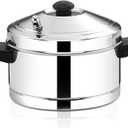 4-Rack Stainless Steel Idli Cooker with Strong Handles, Makes 16 Idlis