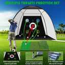 Target Golf Net 10x7FT, Portable Golf Practice Net Set with Hitting Mat & Training Targets Backyard Driving Chipping Swing Aid for Indoor Outdoor Use for Men/Dad