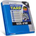 TICONN Heavy Duty Tarp Cover, Extra Thick Tarps Waterproof Tear and Rip Proof UV Resistant Tarpaulin with Reinforced Grommets and Edges (5.5 Mil, 6'x8')