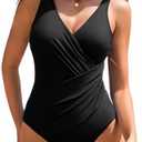 AI'MAGE Women One Piece Swimsuit 2025 Tummy Control Ruched Bathing Suit Slimming Push Up Swimwear Size M