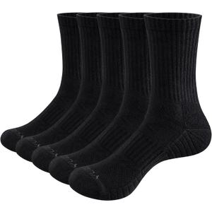 YUEDGE Women's Training Athletic Cushioned Crew Socks Moisture Wicking Cotton Womens Socks Padded Boot Socks For Women (9-11)