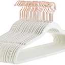 Amazon Basics Slim, Velvet, Non-Slip Suit Clothes Hangers, Ivory/Rose Gold - Pack of 30