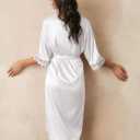 AW BRIDAL Women's Satin Kimono Robe - Bridesmaid Lace Lingerie Sleepwear for Wedding Party, White L (White, L)