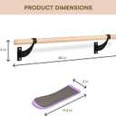 flybold Wall-Mounted Ballet Barre with Turning Board and Premium Wooden Bar - Home Workout and Dance Equipment - Rust, No Wobble - 4ft, 1.5ft Diameter - Multiple Colors