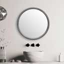 LYYYXGYP Round Wood Gray Mirror 30x30 Inch Modern Wall Mounted Mirror Wooden Frame Grey Circle Mirror for Bathroom