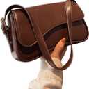 Verdusa Women's Leather Shoulder Bag Clutch Purses Trendy Hobo Crossbody Handbags Y2K Saddle Flap Underarm Purse