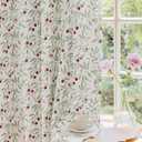 ugoutry 100% Blackout Beige Curtains 96 Inches Long for Bedroom, Red and Green Cherry Leaves Patterned Curtains for Living Room, Farmhouse Thermal Insulated Botanical Drapes Grommet 2 Panels Set