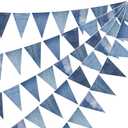 HESTYA 5 Pack 49 Ft Denim Pennant Banner, Blue Jean Theme Triangle Garland, Cowboy Western Party Decorations, Rustic Farmhouse Bunting for Baby Shower, Birthday, Graduation, Country Festival Supplies