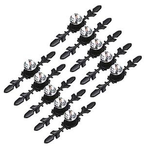 Sumnacon 9 Pcs 6.7" Drawer Dresser Knobs Pull Handles - Crystal Glass Diamond Decorative Knobs with Plate, Cabinet Cupboard Door Knobs with Screws for Kitchen Bathroom Office Decoration, Black
