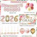 Holkcog 2026 Graduation Decorations, Pink Class of 2026 Congrats Graduation Floral Backdrop, Balloons, Paper Pompoms for Graduation Party Decorations, Outdoor Indoor College Grad Party Decorations