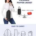 SLOW DOWN Womens Lightweight Puffer Coat, Women Hooded Packable Mid-Length Winter Puffer Jacket (Black, L)