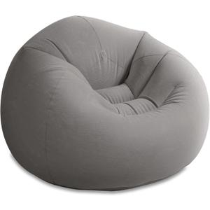 Intex 68579EP Beanless Bag Inflatable Lounge Chair: Corduroy Textured Flocking  Durable Vinyl  Folds Compactly  220lb Weight Capacity  45" x 45" x 28" (Grey)