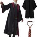 Kidukso Wizard Robe Adult Wizard Cloak with Tie Unisex Wizard Costume Hooded Uniform Magical Witch Robe Cloak Cape