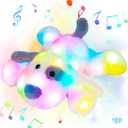 Hopearl LED Musical Stuffed Puppy Lighting Up Singing Plush Dog Adjustable Volume Lullaby Animated Soothe Birthday Festival for Kids Toddler Girls, White, 14''