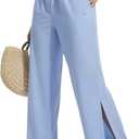 BALEAF Women's Wide Leg Beach Pants UPF50+ Long Swim Pants High Waisted Lightweight Quick Dry Flowy Swim Capris with Pockets Light Blue M