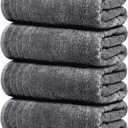 Pack of 4 Extra Large Bath Towels 30 x 60 Inches, 100% Cotton, Larger & Lighter Weight, Quicker to Dry, Super Soft and Absorbent, Perfect for Bathroom, Dark Grey
