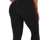 TDIFFUN Women Workout Sets 2 Piece Seamless Scrunch Butt Leggings Padded Halter Sports Bra Matching Set Gym Yoga Outfits (Medium, Black)
