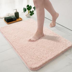 Blush Bathroom Rugs, Soft Small Absorbent Microfiber Bath Rugs Non Slip Quick Dry Fluffy Bath Mats for Bathroom Floor Tub Showers, Machine Washable, 18x24 Inch, 5 Pack
