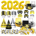 New Years Eve Party Supplies 2026 for 90 Guests, Happy New Years Decorations Party Favors Includes Top Hats, Tiaras, Glasses Accessories for Adults Kids Nye Decorations 2026