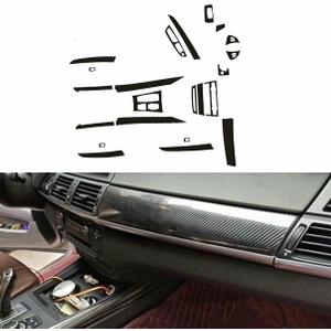 22PCS Interior Stickers Whole Kit Cover Car Interior Frame Sticker for BMW X5 E70 X6 E71 2008 2009 2010 2011 2012 2013 2014 Carbon Fiber Black
