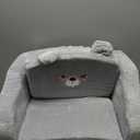 Kids Couch for Playroom, 2-in-1 Soft Toddler Couch Fold Out, Toddler Chair Comfy 1-3 Years Old, Convertible Sofa to Lounger for Girls and Boys, Cuddly Kids Furniture Floor Recliner, Grey Bear