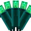 YULETIME 200 Green Wide Angle LED Christmas Lights, 66 Feet Green Wire UL Certified 5mm Holiday String Light Set (Green)