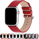 Fullmosa Leather Bands Compatible with Apple Watch Band 41mm 40mm 38mm 42mm 44mm 45mm 46mm 49mm Women Men for iWatch Ultra 2/Ultra/10/9/8/7/6/5/4/3/2/1/SE2/SE, 42mm 41mm 40mm 38mm Red/Silver