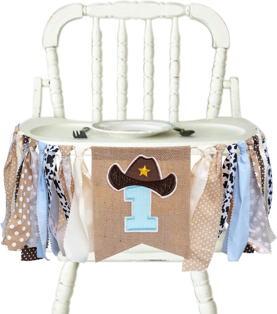 Vgaruint Cowboy Rodeo 1st Birthday High Chair Banner - Western First Birthday Party Decorations, Farm Decor Photo Prop Smash Cake, Cowboy Party Supplies