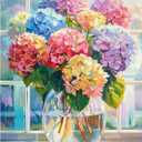 Ohhvvow Hydrangea Flower Diamond Art Painting Kits for Adults, 12x16 Inch 5D Full Drill Round Diamond Dots Paintings for Beginners Gem Art Painting Kits DIY Crafts