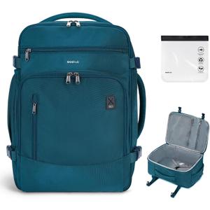 ECOHUB Travel Backpack for Women, 18x14x8 Spirit Airlines Personal Item Bag with Clear Toiletry Bag, Laptop Carry on Backpack with USB Port, Airline Approved Under Seat 14 Pockets, Blue Green
