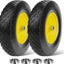 Taifa 2 PCS 16 Inch 4.80/4.00-8 Rubber Solid Flat Free Tires and Wheels, with 5/8'' & 3/4'' Bearings, Air Less Wheel for Wheelbarrow/Wagon/Hand Truck/Trolley/Garden Cart etc.