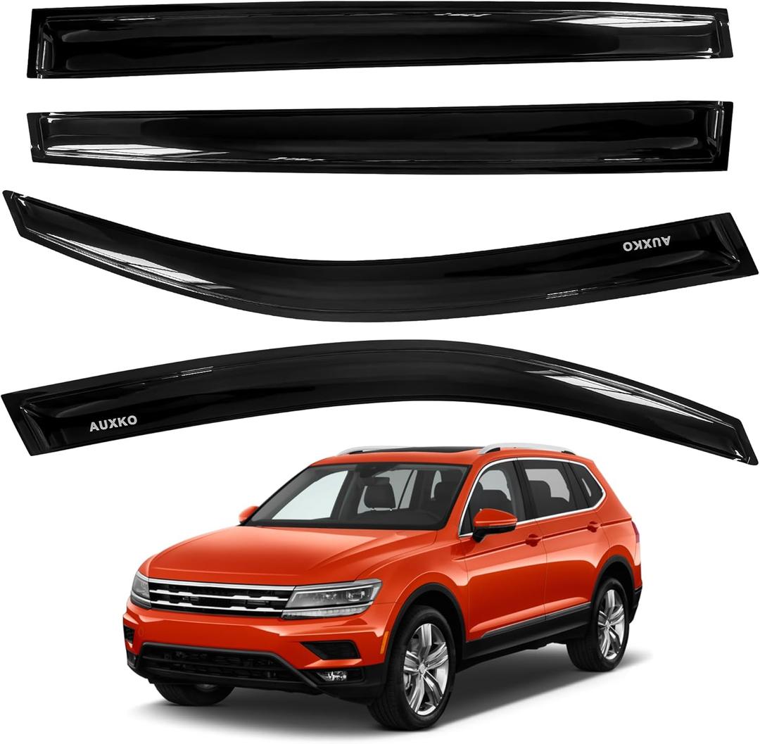 AUXKO Rain Guards for Volkswagen (VW) Tiguan 2024-2018, Window Vent Visors Accessory - Tape-On Rain Guard Window Visor for Volkswagen Tiguan Auto Car, Side Window Wind Deflectors & Visors Smoke Black