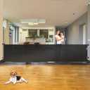 110 Inch Extra Wide Baby Gate for Large Openings, Retractable Gate Outdoor Retractable Dog Gate Indoor Extra Long Dog Gates for Doorways Large Pet Gate for Stairs, Long Gates for Kids or Pets, Black