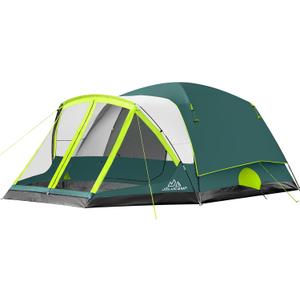 6/8 Person Large Waterproof Family Tents for Camping, Screened Camping Tent with Screen Porch, Bug-Free Relaxation & Easy Setup, Includes Rainfly & Carry Bag (Dark Green)