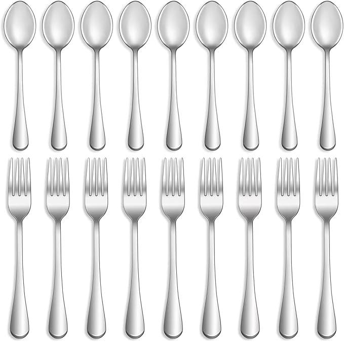 8 Pcs Forks and 7 Pcs Spoons Silverware Set,Food Grade Stainless Steel, Set 15 count